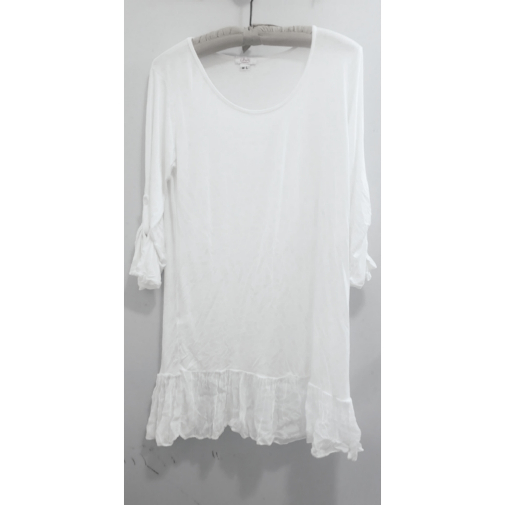 Scandal Italy white flounce hem dress, M/L